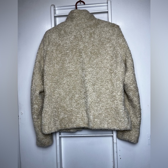 PENDLETON WOOLEN MILLS WOMENS SHERPA CREAM & BLUE PLAID FULL ZIP JACKET M - Picture 5 of 12